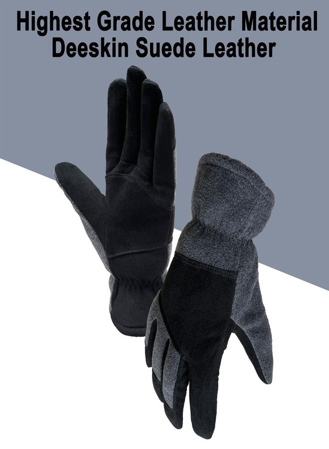 SKYDEER Winter Gloves with Soft Deerskin Suede Leather For Men Cold Weather Work (SD5176T/XL, Warm 3M Thinsulate Insulation) - Image 4
